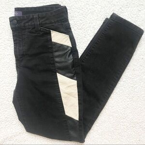NYJD Black Denim with faux Side Leather